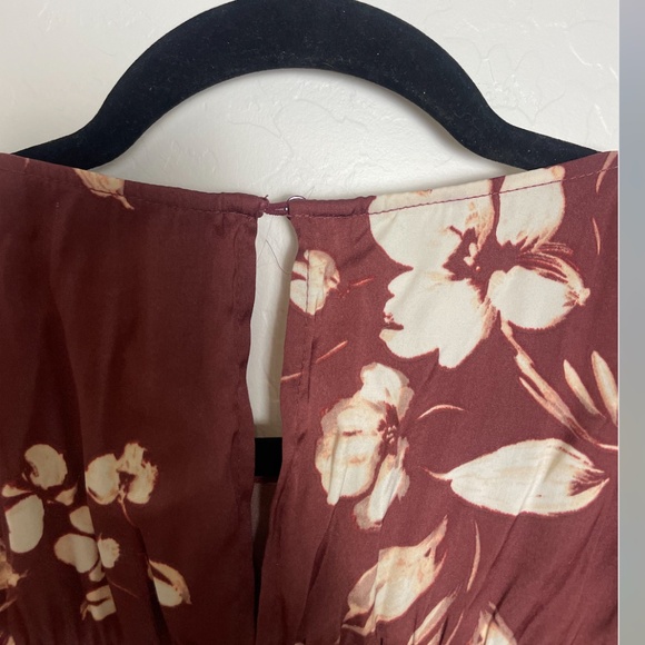 Tiered Floral Ruching Classy Hipster Hippie Artsy Long Sleeve Art Party Blouse - Picture 4 of 6